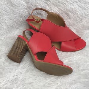 SEYCHELLES/ coral block heels NWOB